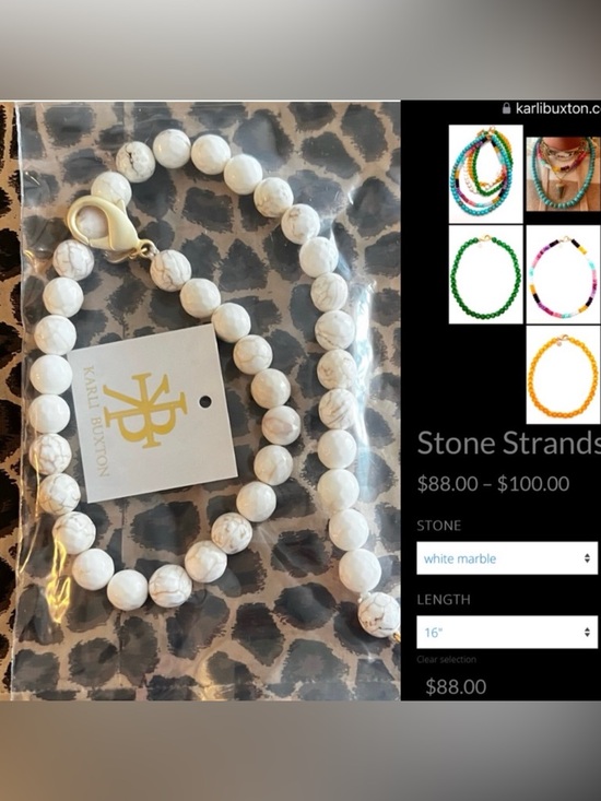 Karli Buxton Jewelry - KARLI BUXTON $88 Stone Strand Bead Necklace White Marble NWT